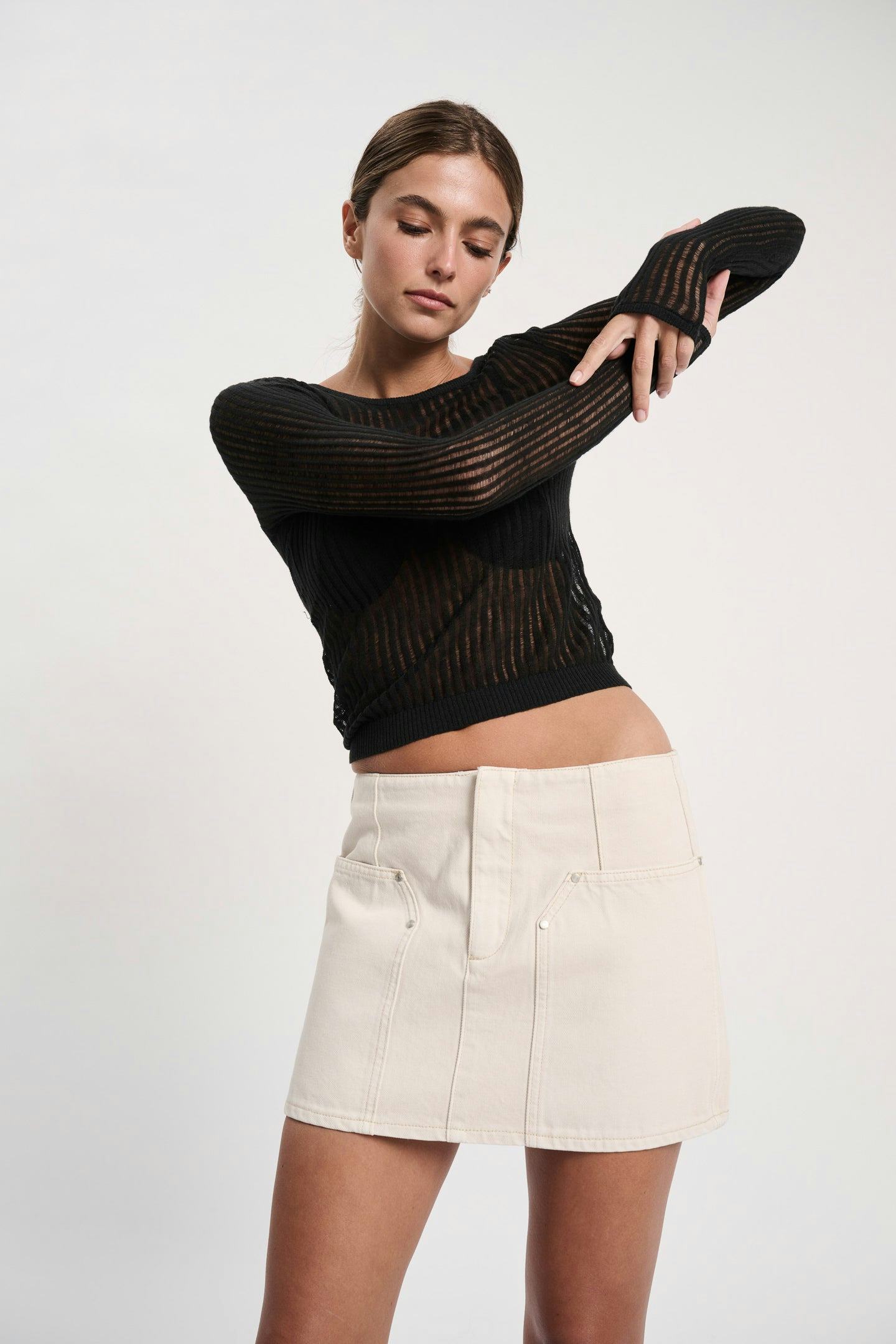 Zia Fine Knit Top - Black Neuw straight black womens-blouse 