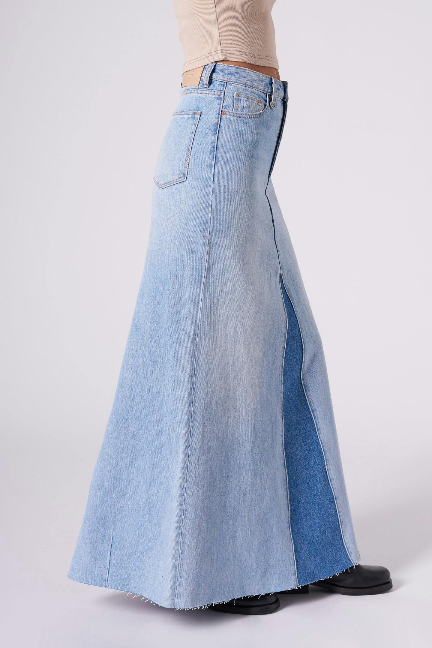Rework Maxi Skirt - Light Bleach Neuw maxi blue womens-skirts 