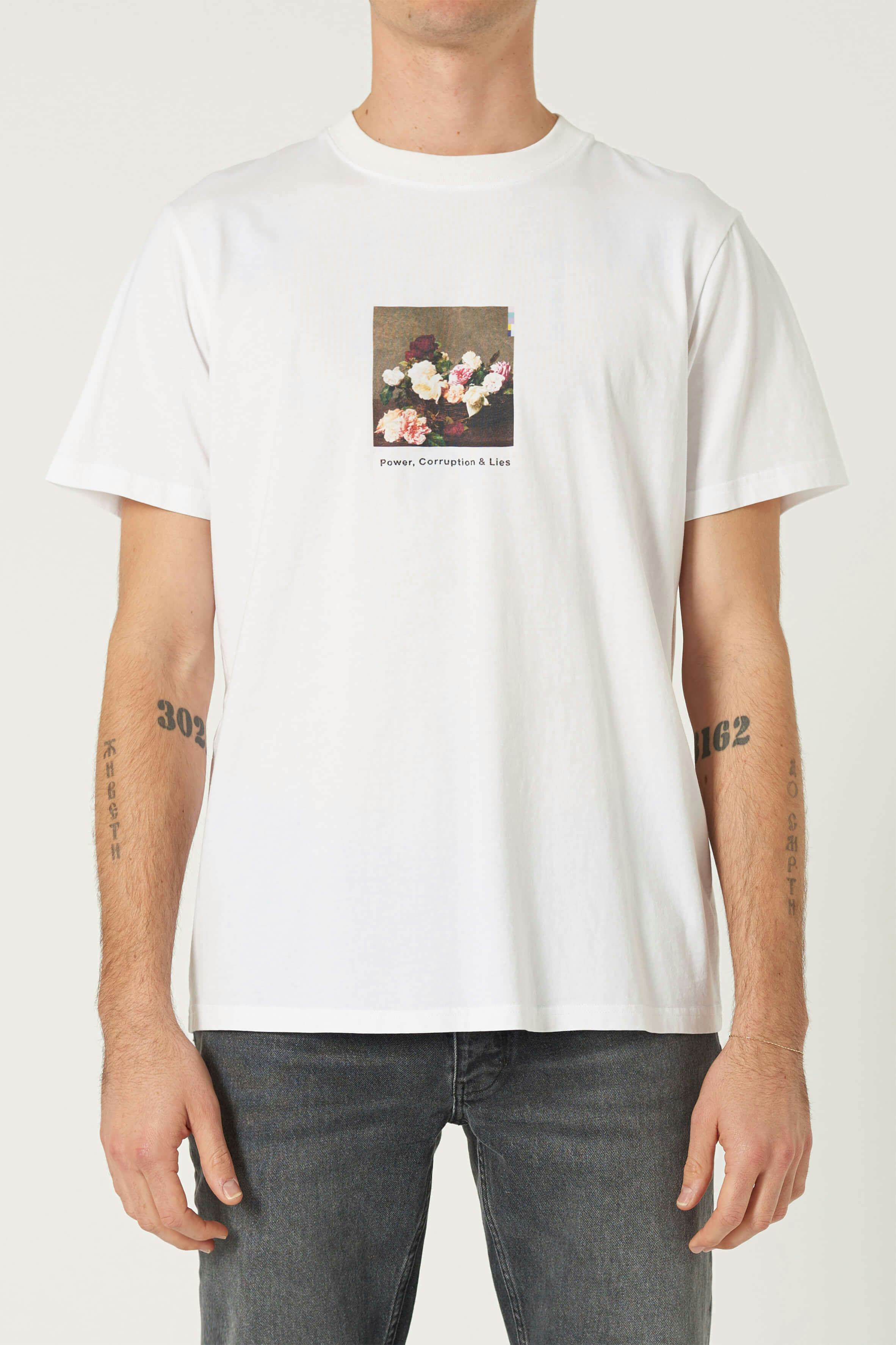 New Order Roses Tee - White Neuw relaxed white mens-t-shirt 