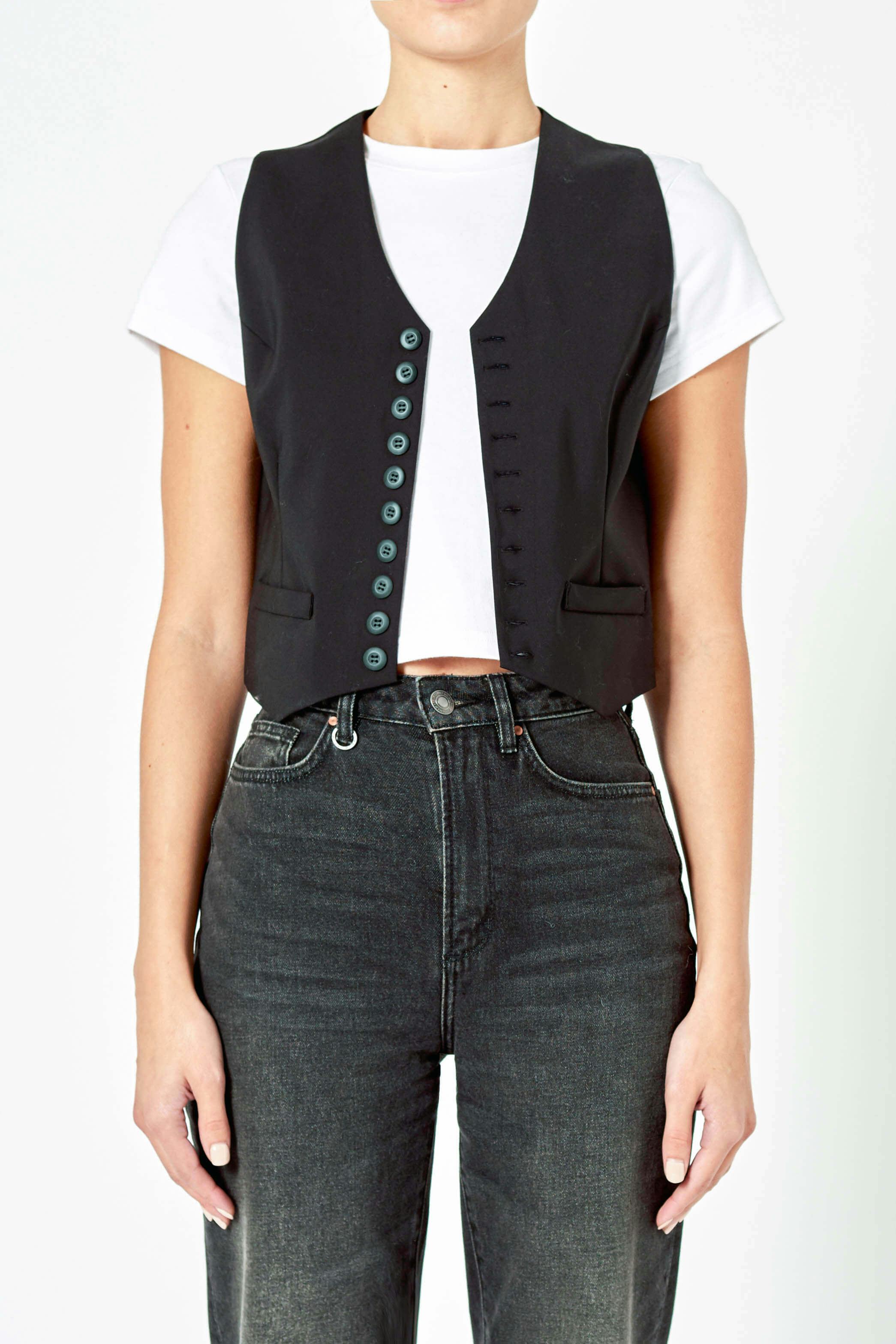 Atelier Vest - Black Neuw straight black womens-blouse 