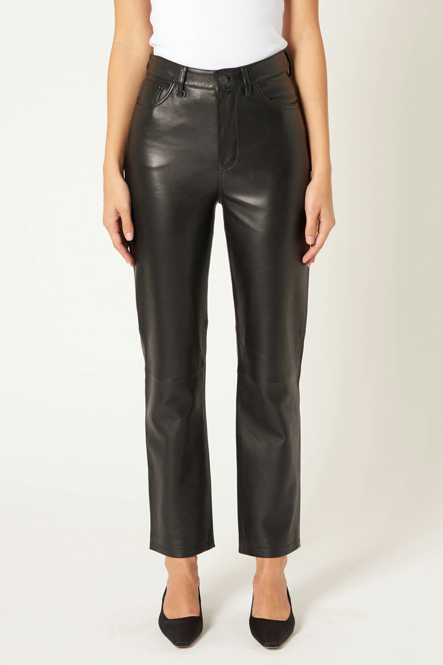 Nico Straight Leather - Black Neuw dark black womens-jeans 