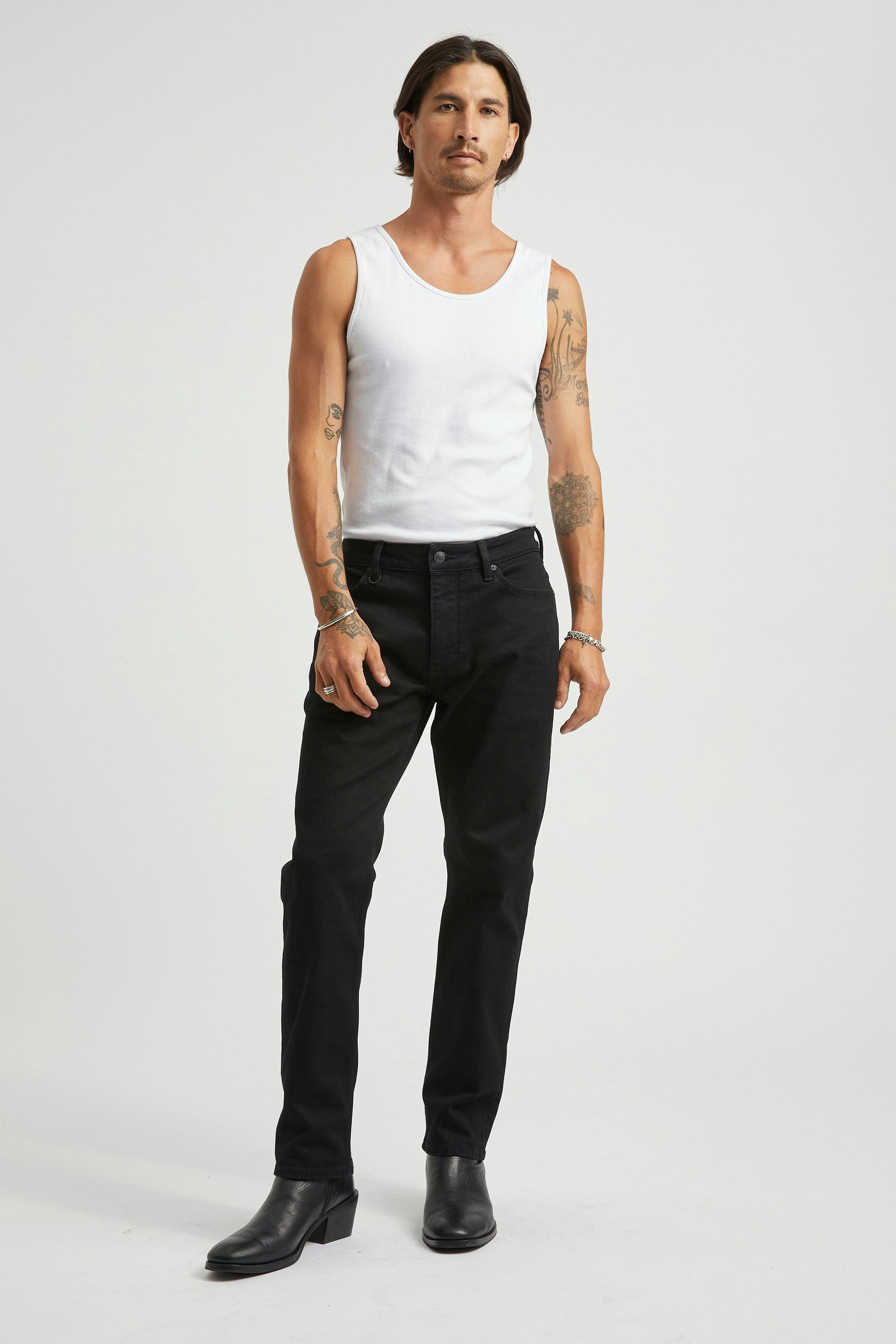 Lou Straight - Perfecto Neuw dark black mens-jeans 