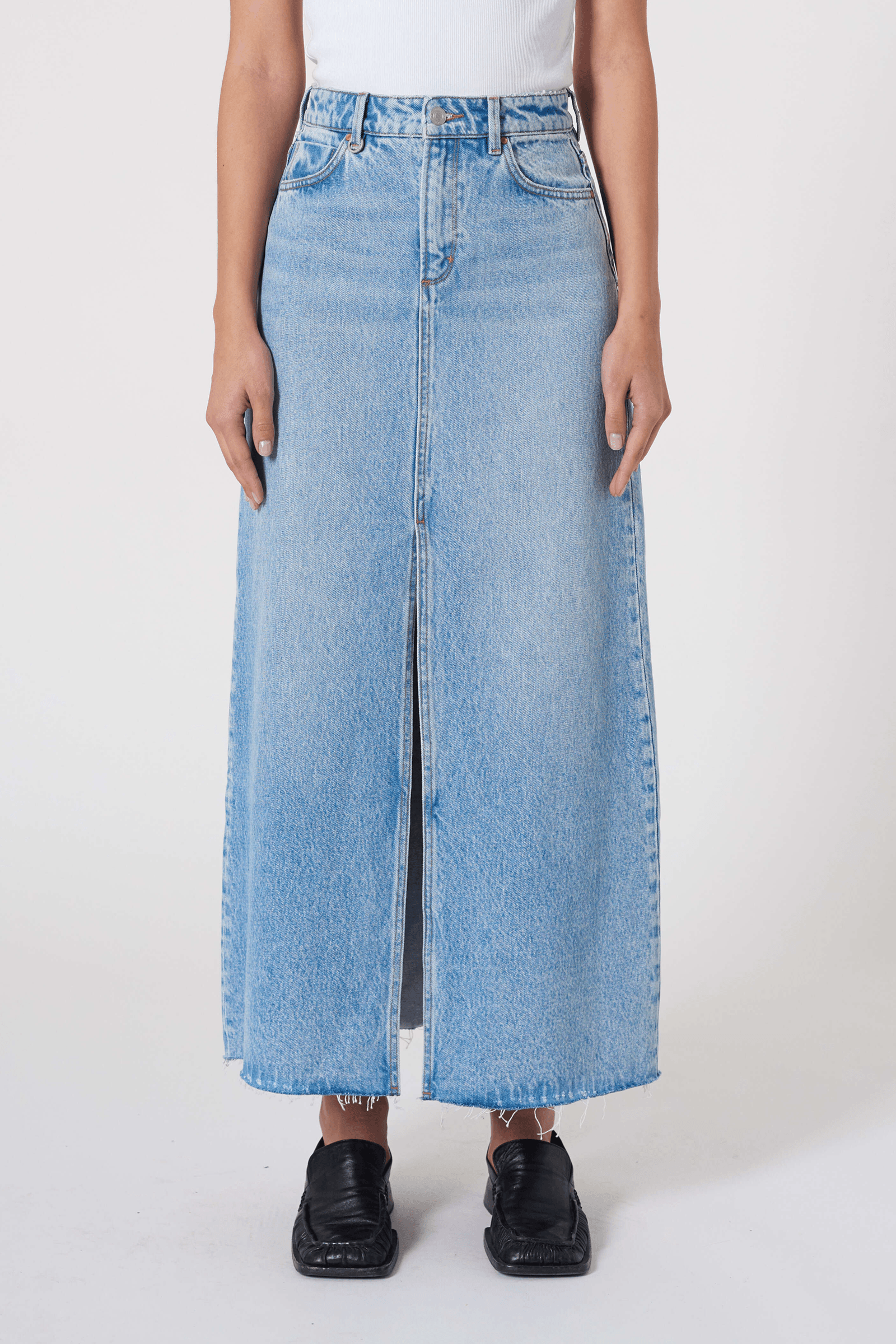 Denim maxi top skirt elastic waist